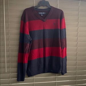 Ralph Lauren Red and Black Striped Sweater